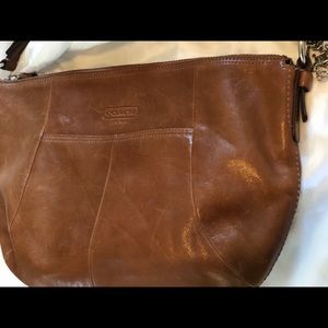 Brown leather coach bag